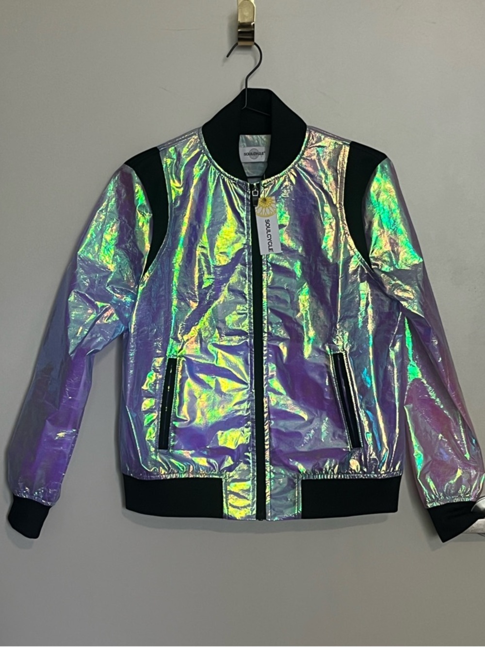 soulcycle Iridescent New Bomber Jacket -Shimmer Lightweight Windbreaker Sz S